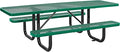 Global Industrial 8'L Rectangular Picnic Table, ADA Compliant, Expanded Metal, Green Thermoplastic Coating, Attached Benches, 1-1/2” Umbrella Pole Hole, Outdoor-Rated