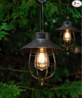 YAKii 2 Pack Solar Lantern Hanging Waterproof Outdoor Metal Solar Lamp with Warm White Light Decorate for Yard Garden Pathway Patio Porch Decor (Black)
