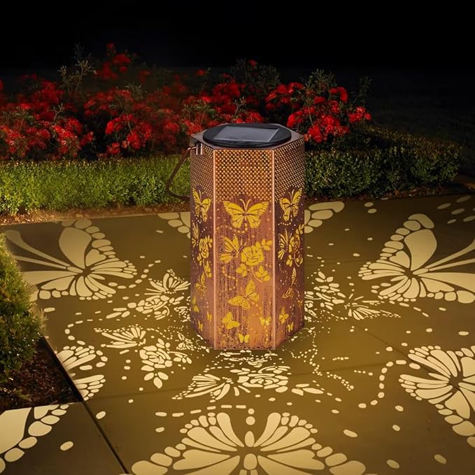 Butterfly Solar Lanterns Outdoor Waterproof - Birthday Gifts for Women, Mom, Butterflies Solar Lights Outdoor Hanging Garden Decor for Outside, Patio, Outdoor, Yard, Lawn, Balcony