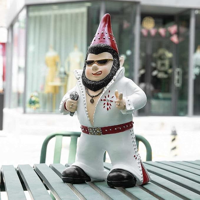 Large Singer Gnome Garden Statue Outdoor Resin Dwarf Figurine Decor Home Decoration Funny Sculpture for Patio Poch Yard Backyard Ornament Housewaiming Unique Gift