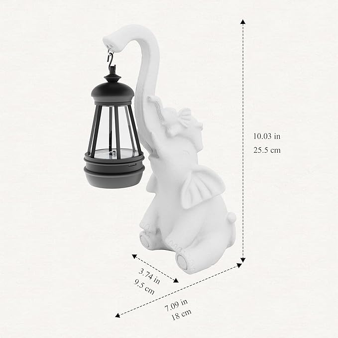 Statue Decoration, Figurine, Lawn Statue, Sculpture Ornament, Animal Figurine - Elephant Resin Statue with Lantern (Trunk)