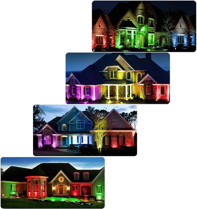 Pack of 2, Outdoor LED Landscape Lights Waterproof Spotlight with Spike Stand and Plug for Driveway, Outdoor Lawn Lighting, Flood Garden, Yard (6W Plug RGB)