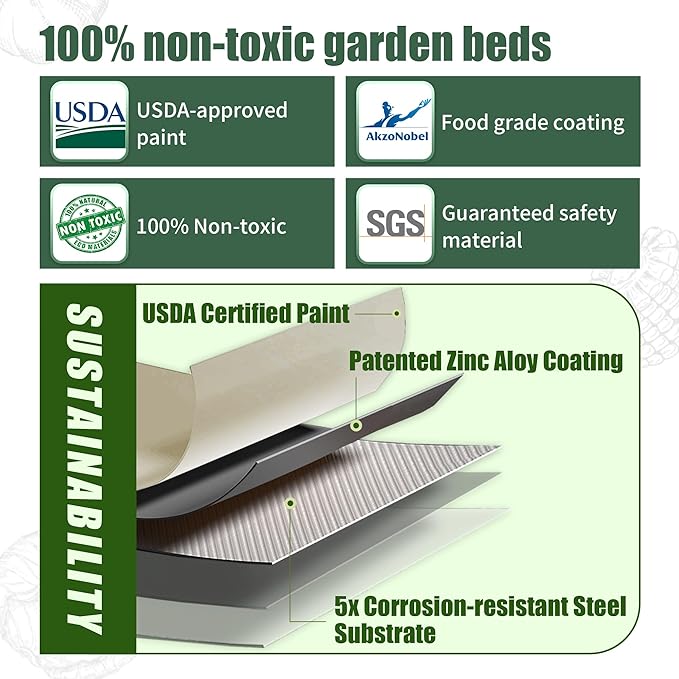 Raised Garden Bed 6.5X2X1.4 FT Galvanized Planter Raised Beds, Metal Planter Box for Vegetables,Flowers, Herbs, and Succulents (Ivory)