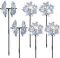 BATTIFE 6 Sets Pinwheels for Yard and Garden, Double Sides Reflective Bird Deterrent Pinwheel, Large Silver Outdoor Sparkly Wind Spinner, Pin Wheels for Lawn and Patio…