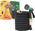 Flexi Hose with 8 Function Nozzle, 50FT - Lightweight Expandable Garden Hose, No-Kink Flexibility, 3/4 Inch Solid Brass Fittings and Double Latex Core