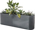 Vego garden 32" Extra Tall Raised Garden Bed Kits, 9 in 1 Modular Raised Planter Box for Vegetables Flowers Fruits Oval Metal Raised Garden-Modern Gray