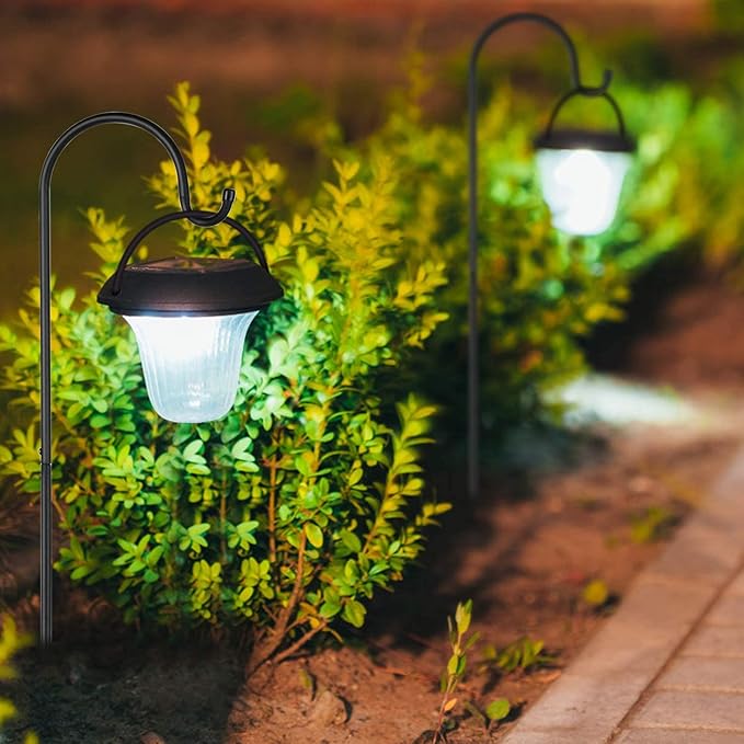 GOFORWILD Shepherd Hook 2 Pack Black, 33 inches Tall, Made of Premium Metal for Garden Decor, Plant Hanger, Lantern Hook, Solar Light Hanging, 7011