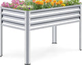 KING BIRD Large Raised Garden Bed with Legs Galvanized Elevated Planter Box 48×24×30 in for Backyard, Patio, Balcony, 400lb Capacity, Silver