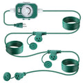 Feekoon 40 FT Extension Cord Splitter with Timer and 3 Outlet Plug, 16awg SJTW Outdoor Extension Cord with Multi Outlet Safety Cover for Holiday Lights Garden Patio Christmas Outdoor Decorations