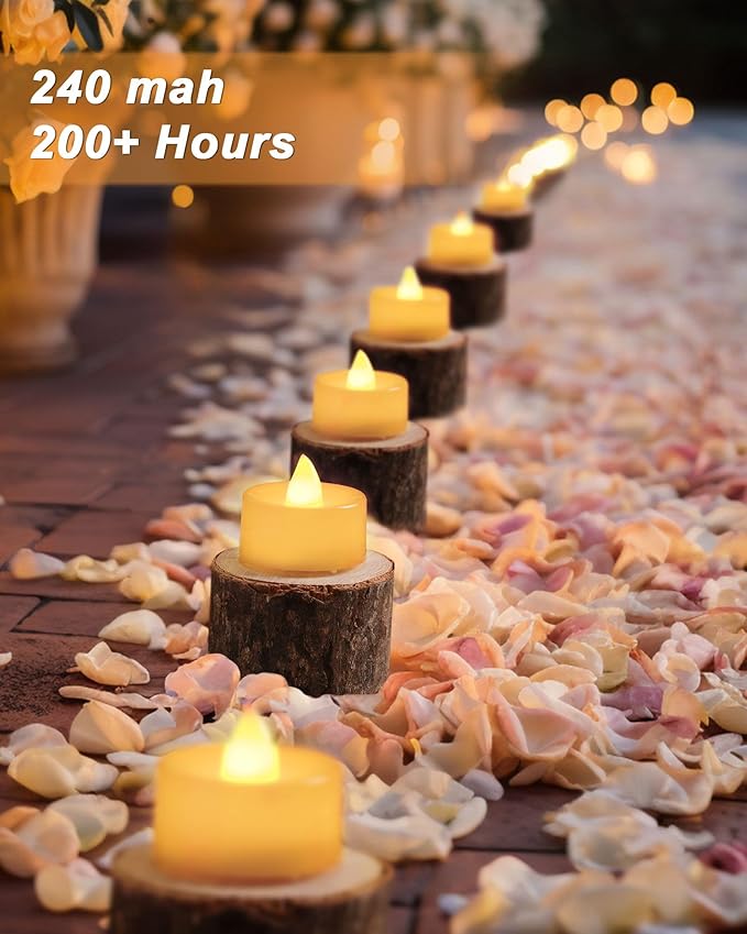 BEICHI Flameless Candles, 12Pack Battery Operated Candles, LED Tea Lights Candles Battery Operated, Flickering Fake Candles for Wedding Halloween Christmas Diwali- Warm Yellow