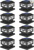 Solar Lights Outdoor, 20LM Fence Lights, Waterproof, 2 Light Modes, Fit 3.5x3.5in & 4x4in Wooden Posts, Solar Power Deck Lights for Garden Deck Patio Decoration (Black 8Pack)