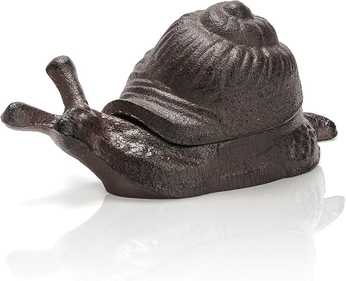 Cast Iron Key Hider, Snail Hide-a-Key Holder, Outside Spare Key Hider Figurine, Small Snail Garden Statues Ornament, Decorative Jewelry Trinkets Box for Ear Studs Rings Paper Clips