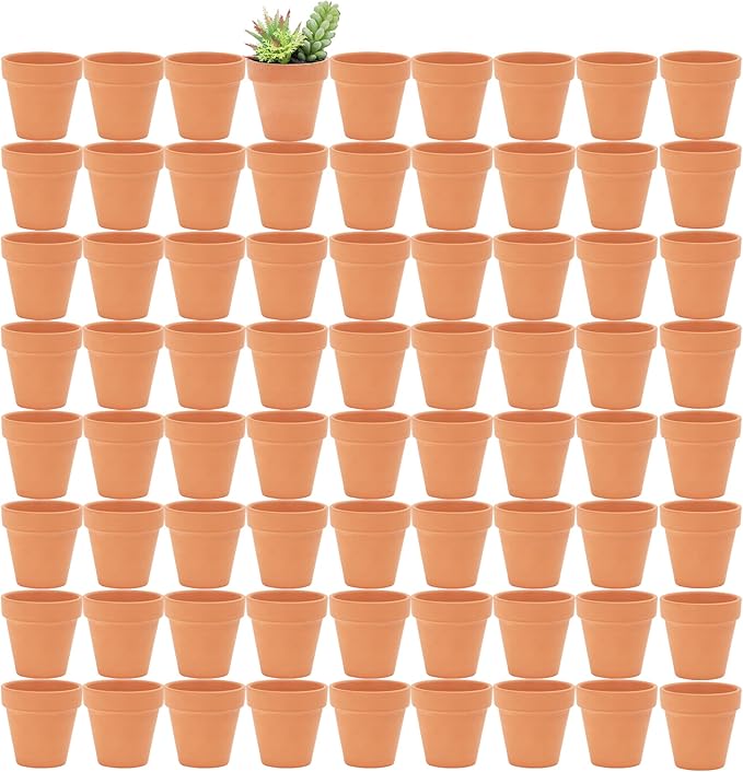 Yishang 2.5 inch Terracotta Pots with Drainage Holes,Small Mini Clay Ceramic Pottery Planter,Cactus Flower Terra Cotta Pots,Succulents Nursery Pots for Indoor/Outdoor Plants,Crafts,Wedding-72 Pack