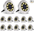 Aogist Solar Ground Lights 12 Packs, 8 LED Solar Garden Lights, Waterproof Outdoor Solar Disk Lights, In-ground Outdoor Landscape Lights for Pathway Yard Walkway Patio Lawn Path (Warm White)