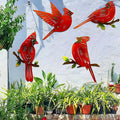 4 Pack Metal Cardinal Wall Art Decor Metal Birds 3D Outdoor Sculpture, Ornaments Hand-Made Nimble red Bird, Gifts for Mom,Birthday Gifts for Grandma Wife
