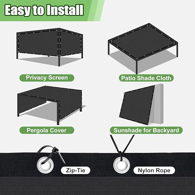 Outdoor 90% Sun Shade Cloth with Grommets, 13 X 19 FT Pergola Shade Cover for Garden Patio Carport Kennel Swimming Pool, Dark Grey (We Make Custom Size)