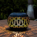 Solar Table Light Outdoor Waterproof- Solar Powered LED Lamp Hollowed-Out Black Peacock Feather Metal Desktop Decorative Lantern for Indoor Desk Bedroom Patio Garden Pathway Yard