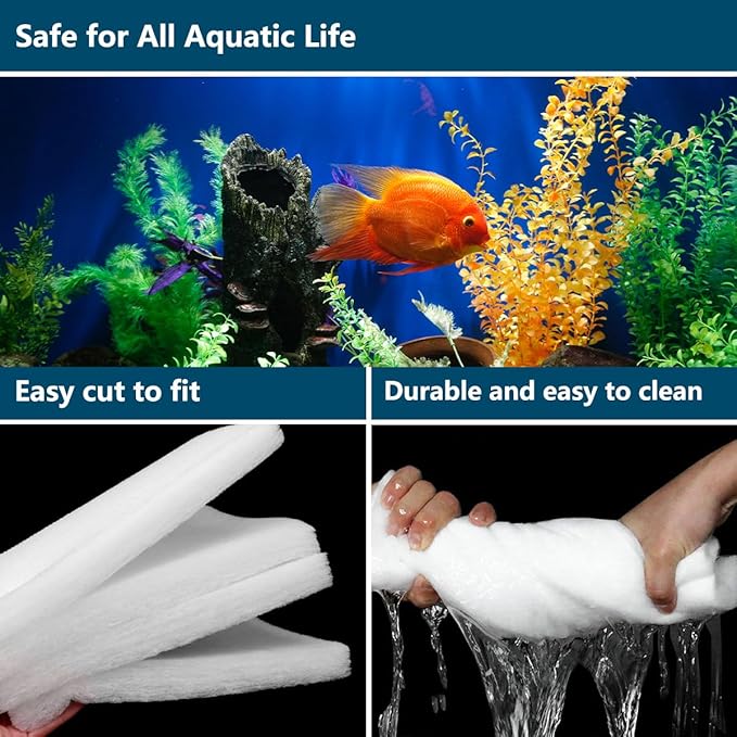 White Koi Pond Filter Pad Fine Bulk - Cut to Fit - Durable Fish Pond Filter Media - Water Garden Aquariums Filter Material - 39.6" (3.3 ft) x 8" x 3/5" - 4/5" Thickness - 2 Pack