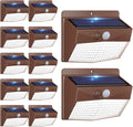 [12 Packs] Solar Outdoor Lights Motion Sensor Solar Security Lights Waterproof with 3 Lighting Modes Solar Powered Wall Lights Outside for Garden Fence Yard,Brown