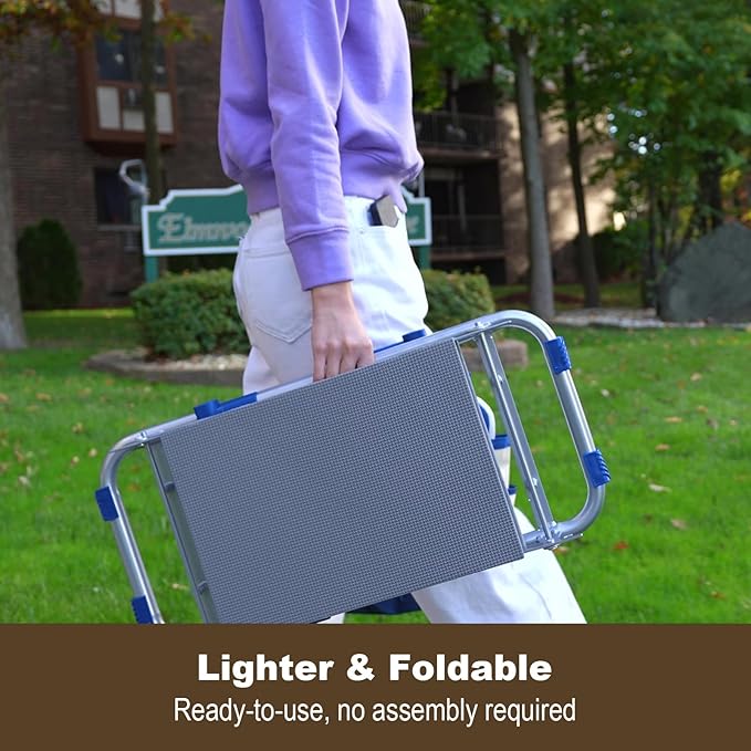 K5 Foldable Kneeler Seat - Heavy Duty (Detachable Cloud Kneeler Pad) - Garden Stool - 2 Large Tool Bags - Portable Bench for Indoor & Outdoor