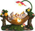 Afirst Solar Cat Statue Garden Figurine, Resin Figurine with Solar Lights Outdoor Decorations for Lawn, Patio, Balcony, Yard Ornament