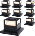 Viewsun 8 Pack Solar Post Cap Lights, Outdoor Garden Solar Powered Fence Post Cap Lights with SMD LEDs Waterproof Light Decorative for Fence Deck or Patio Decor, Fits 4x4, 5x5 or 6x6 Wooden Posts