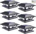 SIEDiNLAR Solar Post Lights Outdoor 2 Modes LED Deck Fence Cap Light for 4x4 5x5 6x6 Posts Patio Garden Decoration Warm White/Cool White Lighting Black (6 Pack)