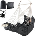 Chihee Hammock Chair Hanging Chair with Foot Rest 2 Cushions Max 500lbs Robust Metal Spreader Bar Collapsible Easy Storage Soft Cotton Swing Chair Strong Strap Iron Carabiner Side Pocket Included