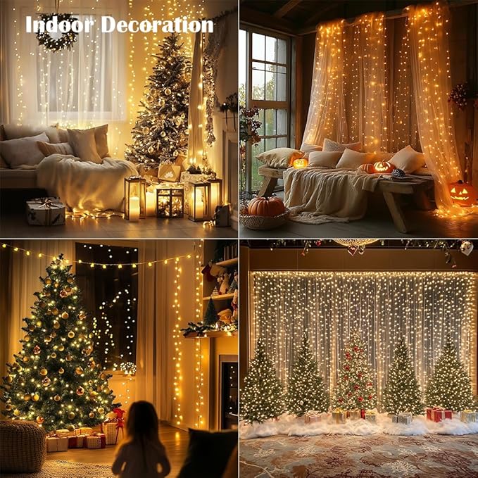 Fairy Lights Plug in,4Pack 100FT 300 LEDs Waterproof Led String Lights,Twinkle Light with 8 Modes Remote for Outdoor Indoor Christmas Wedding Birthday Garden Party Decorations,Warm White
