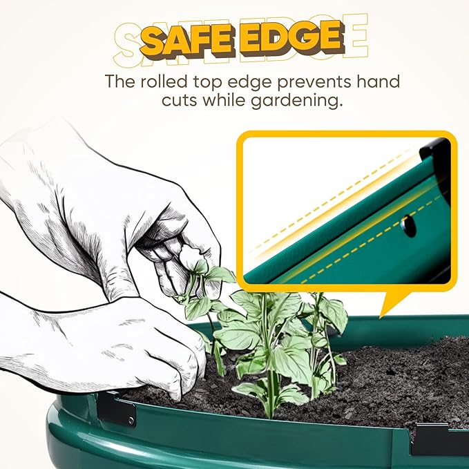KING BIRD Raised Garden Bed Kit 2025 Upgraded Quick-Setup Galvanized Planter Garden Box Outdoor for Gardening, Vegetables, Flowers, 74x36x23 in, Green