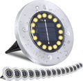 Solar Ground Lights-Waterproof Solar Lights Outdoor Garden- Solar Disk Lights-Upgraded 16LED Bright in-Ground Lights-Landscape Lights for Pathway, Yard, Lawn, Patio, Walkway (16 Pack Warm Light)
