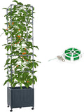 Raised Garden Bed with Tomato Cage 67.6” Self Watering Tomato Planter Boxes with Trellis Wheels for Outdoor Climbing Flowers Vegetable Vine Vegetables
