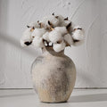 SIDUCAL Ceramic Decorative Flower Vase | 6 Inch Pottery Rustic Farmhouse | Boho | Whitewashed Terracotta Vase for Home Decor, Table, Living Room, Bathroom, Shelf, Mantel Decoration