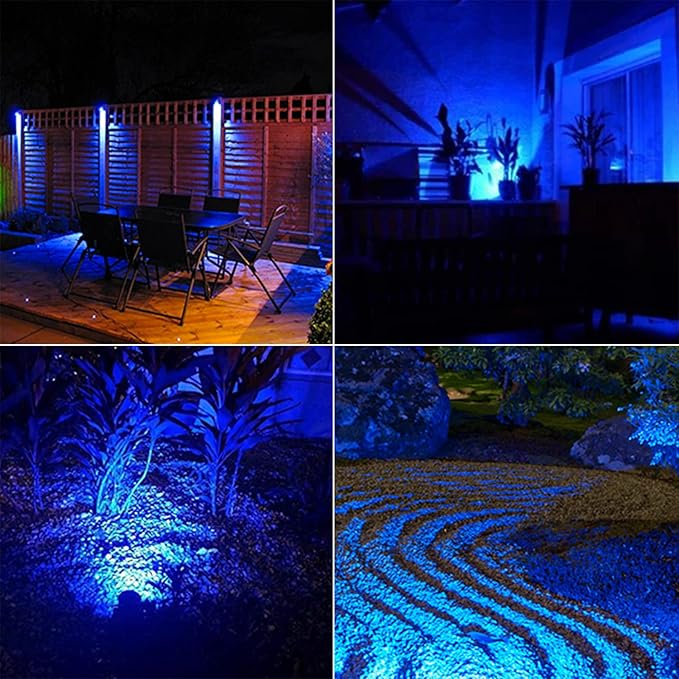 T-SUN Blue Solar Spotlights, Solar Lights Outdoor Waterproof, Auto ON/Off Adjustable Solar Garden Pond Lights for Tree, Patio, Yard, Garden, Driveway, Stairs, Pool Area (Blue- 2 Pack)