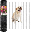 Black PVC Coated Welded Wire Fence 36 Inch x 50 Foot, 2 Inch x 4 Inch 15GA, Garden Border Fencing Roll Vinyl Coating Metal Wire Mesh Hardware Cloth for Yard Vegetable Plant Protection