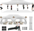 COBIZI 13x26 Pop Up Tent 13x26 Canopy with Sidewalls Heavy Duty Canopy Party Tent for Parties, Outdoor Wedding Large Event Tent Wind Waterproof UPF 50+ Ez Up in Garden Lawn with Roller Bag, White