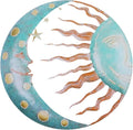 Jannity Metal Sun Wall Decor,11.02 Inches Large Metal Wall Art with Sun Moon Stars Retro Moon Sun Wall Decoration Hanging for Indoor Outdoor Patio Yard Home Garden