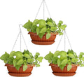 summer flower Planter, 3pcs 12.59in Large Hanging, Plant Pot with Drainage Hole, Plastic, for Indoor Outdoor Garden Herb Succulent, Wall Window Mount, Red2