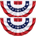 3x6 Ft 2 Pack American Pleated Fan Flag, Patriotic Half Fan Banner American Flag Decoration Bunting for Outside Red White and Blue Decor Independence Day Memorial Day 4th of july Decorations
