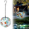 VCUTEKA Solar Chandelier Outdoor, Hanging Mosaic SolarLights with Hook Up, Solar Garden Lantern Decor for Yard, Deck and Patio, White