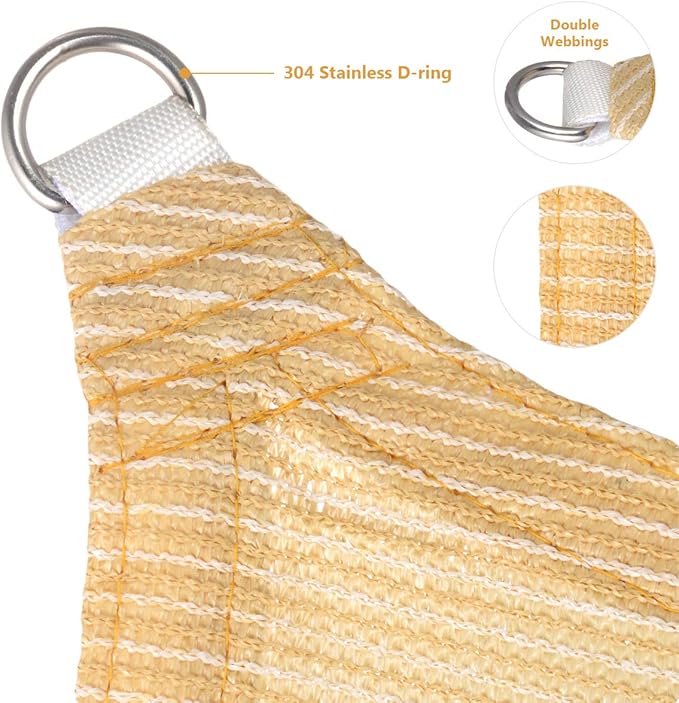 Eden's Decor Straight Flat-Edged Sun Shade Sail Rectangular 8' x 18' Beige UV-Blocking Outdoor Canopy Fabric Cloth Awning for Pergola Patio Garden Backyard Custom Size