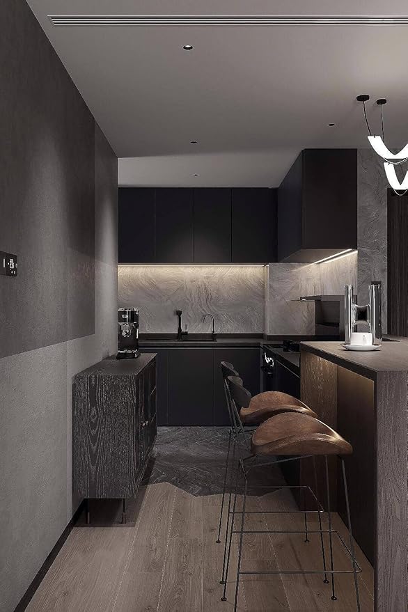 Dimoon 236''x15.7'' Black Skin Peel and Stick Wallpaper Contact Paper Modern Self Adhesive Wall Paper Removable Renter Friendly Textured Solid Color Cabinet Vinyl Roll (236''x15.7'',Black Skin)