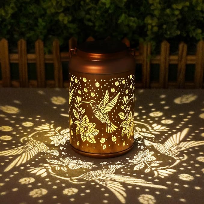 2 Pack Hummingbird Solar Lanterns Outdoor Waterproof Hanging Solar Lights, Birthday Gifts for Women, Men, Mom, Mothers Day Gifts, Outside, Patio, Outdoor, Yard, Lawn, Balcony