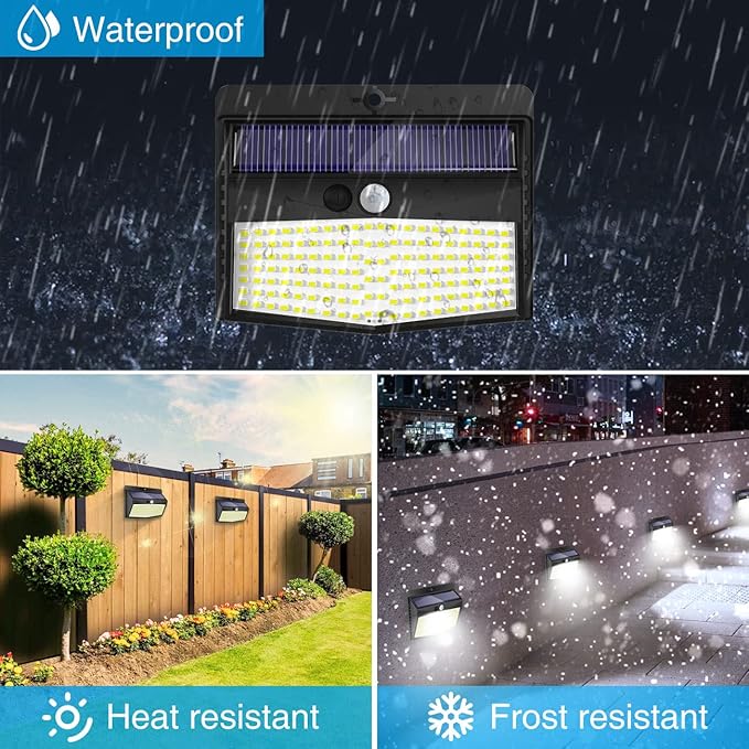 Solar Outdoor Lights - 138 LED, 15 Packs with Motion Sensor & 3 Lighting Modes - Waterproof, Solar Powered for Garden, Fence, Yard, Deck & Garage