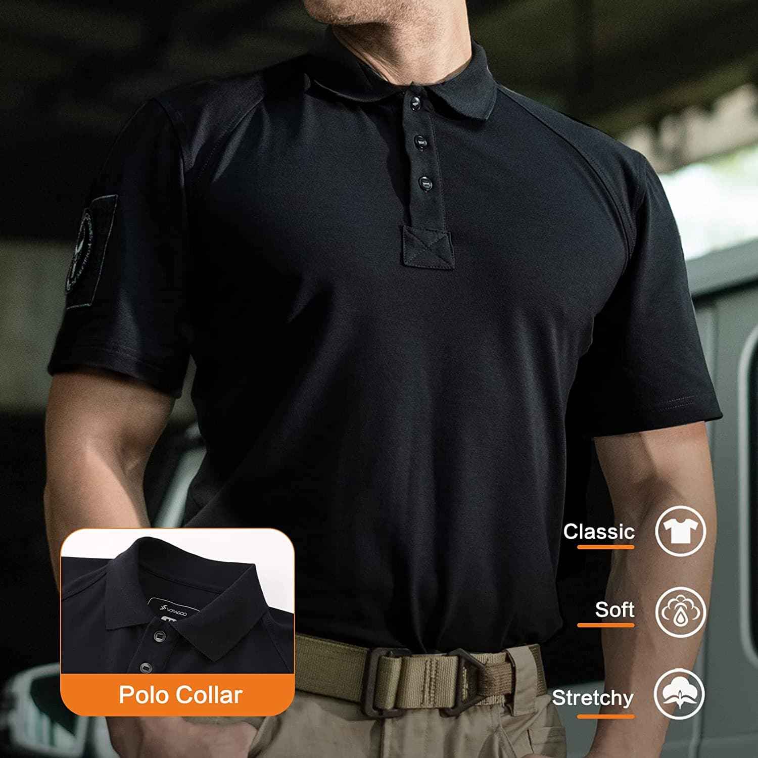 Men's Tactical Polo Shirt - Classic Fit Short Sleeve Performance Wear
