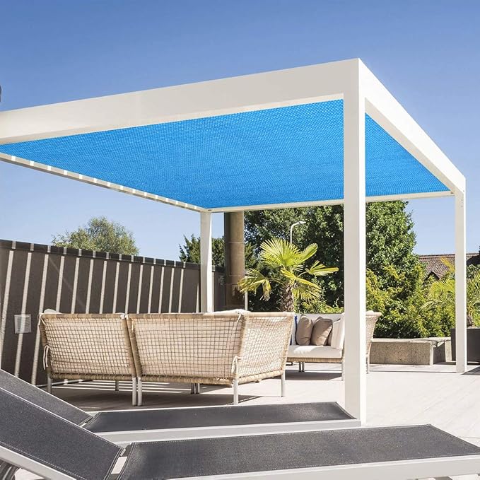 Eden's Decor Straight Flat-Edged Sun Shade Sail Rectangular 11' x 17' Blue UV-Blocking Outdoor Canopy Fabric Cloth Awning for Pergola Patio Garden Backyard Custom Size