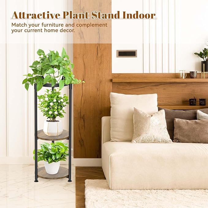 KMOTASUO 3 Tier Tall Metal Plant Stand, 35 Inch Plant Stands Indoor Outdoor, Rustproof Flower Pot Holder Display Rack for Corner Patio Garden Balcony Living Room