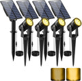 Solar Spot Lights Outdoor, Solar Landscape Spotlights IP65 Waterproof 9.8ft Cable, Auto On/Off Outdoor Wall Lights for Garden Yard Driveway Porch Walkway Pool (1-in-1 3000K Warm White 4 Pack)