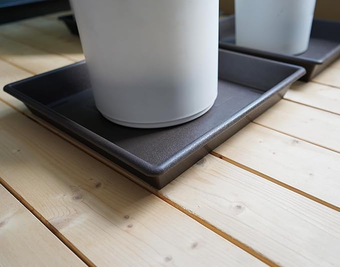 Square Plant Saucer 14 Inch 5 Pack，Plant Stand Plant Trays for Pots Heavy Duty Plastic Plant Saucers for Indoors Outdoors, Flower Pot No Holes Plant Lover Gardening Gifts