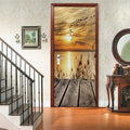3D Door Stickers Murals - PIER - Peel & Stick - Waterproof & Washable - Matt Finish - Modern Style - Brown - Door & Wall - 33.9" x 78.7"